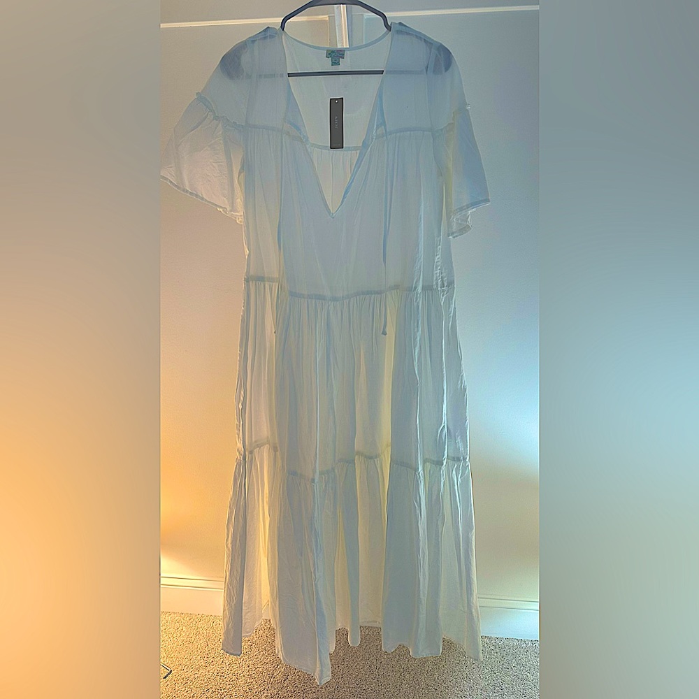 J Crew beachwear white dress see through coverall Size XS. NWT